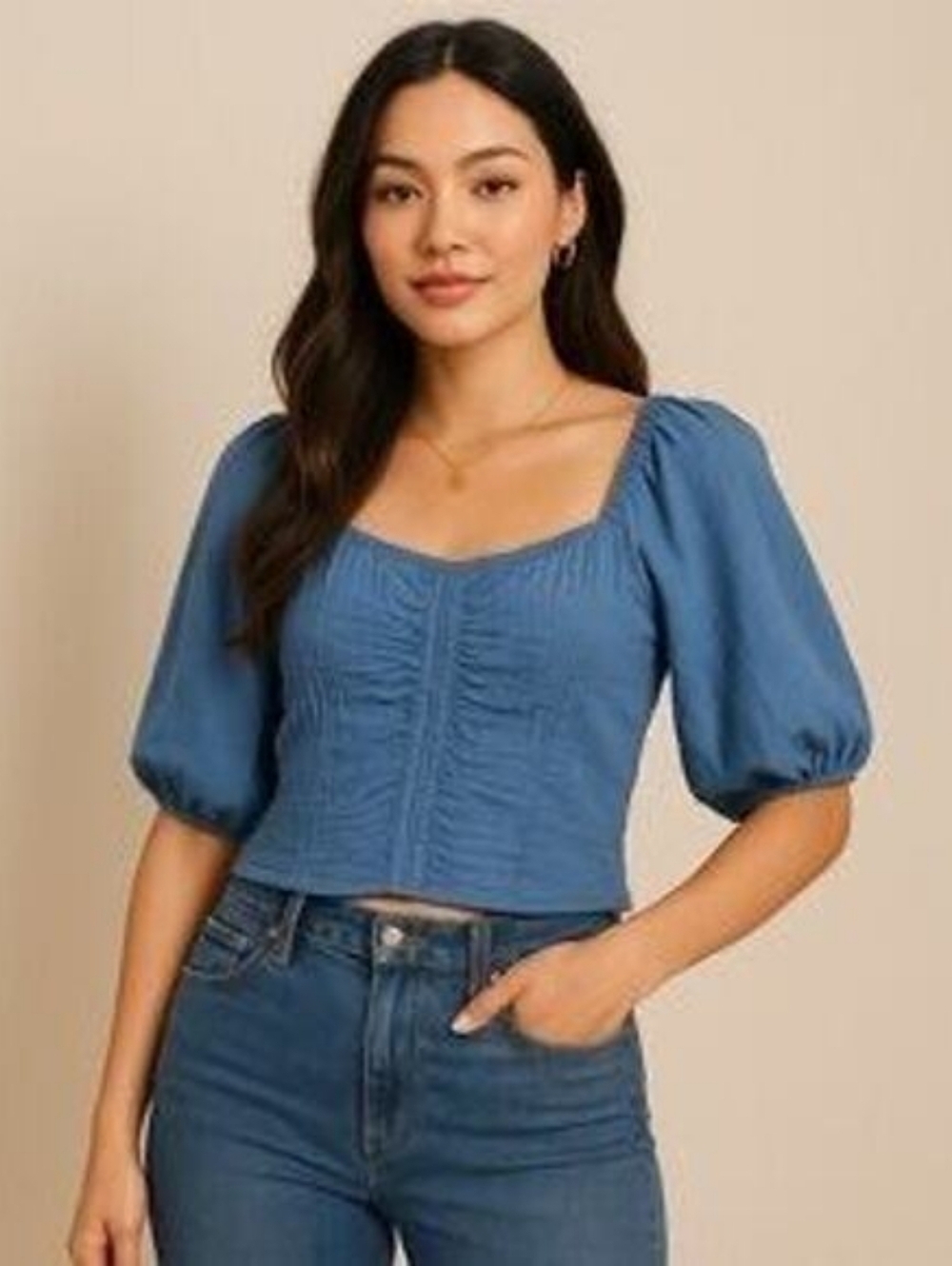 NWT Sienna Sky Blue Crop Top Large